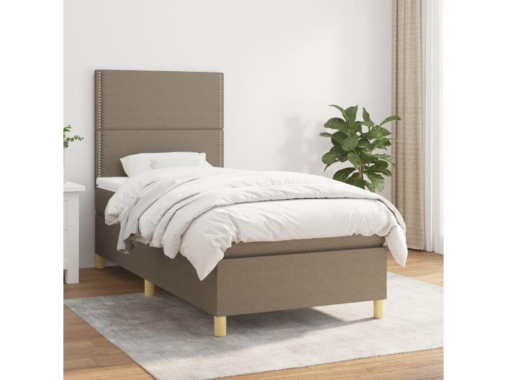 Lit ¨¤ sommier tapissier avec matelas Artigeo 100x200 cm Tissu WEOM69314