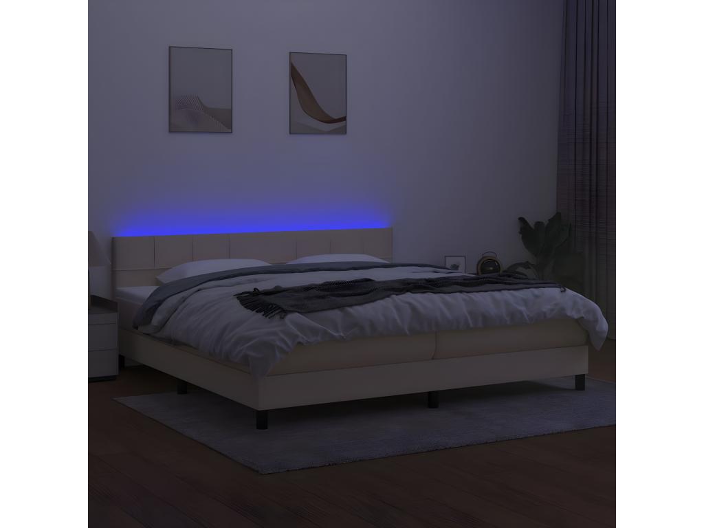 Sommier ¨¤ Chezlova de lit et matelas et LED Crème 200x200cm Tissu JKFE47828