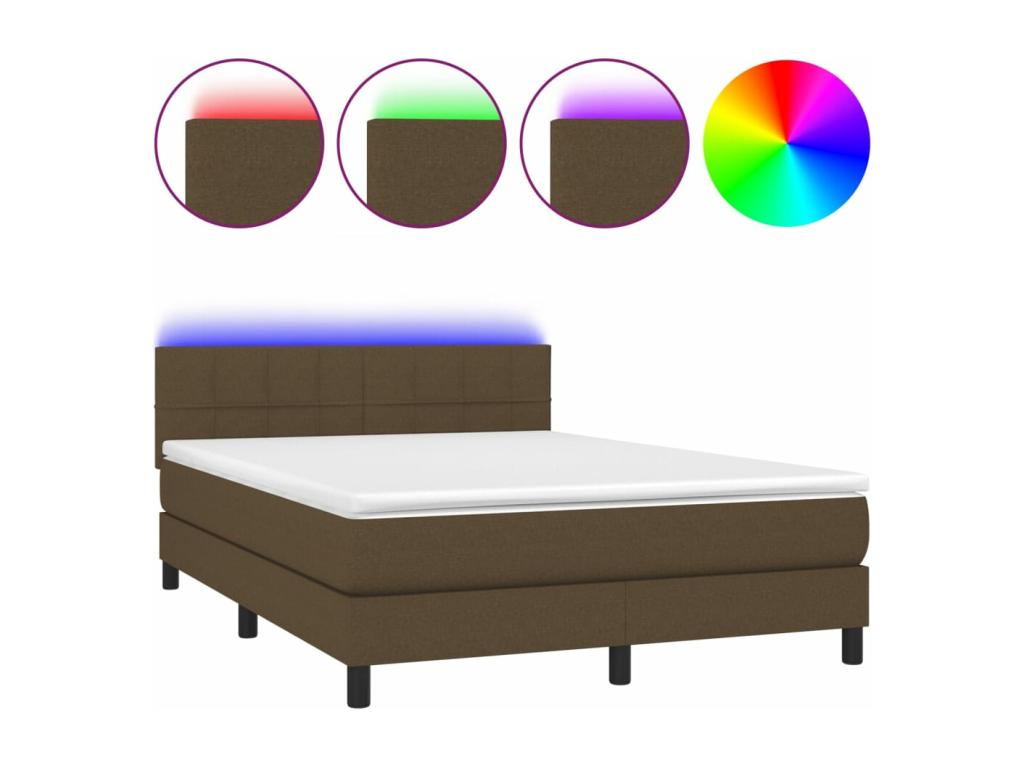 Sommier ¨¤ Artigeo de lit matelas et LED Marron fonc¨¦ 140x200 cm YXKZ27350