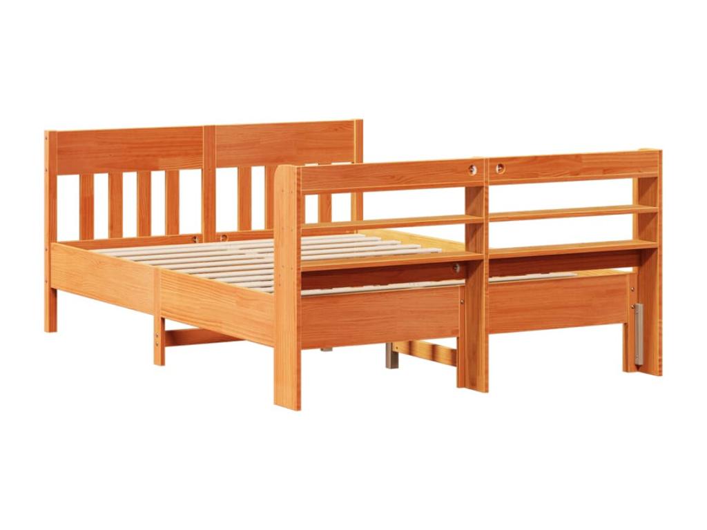 Cadre de lit sans matelas cire marron 140x190cm bois pin massif WKVI47256