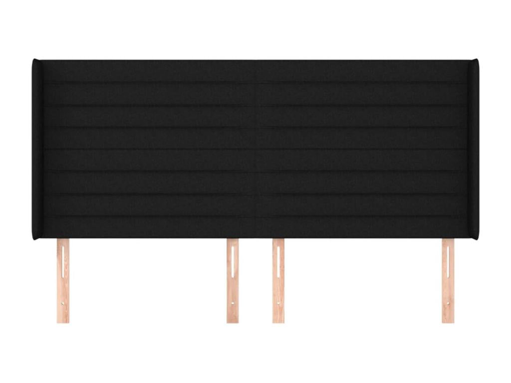 Tête de lit avec oreilles Noir 163x16x118/128 cm Tissu HTUQ89126