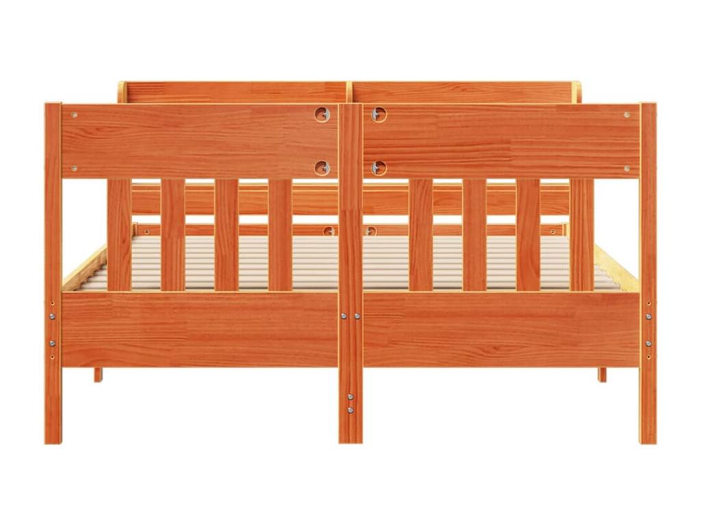 Cadre de lit sans matelas cire marron 140x190cm bois pin massif WKVI47256