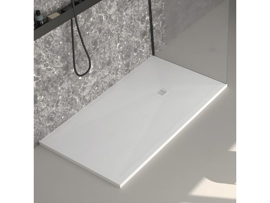 Receveur de douche blanc finition ardoise Artigeo Plus grille de couleur - 90x70 cm RWJP40406