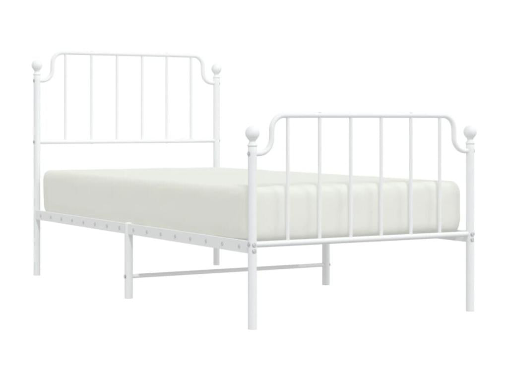 Cadre de lit en métal avec tête de lit-pied de lit blanc 90x200 UYSZ19635