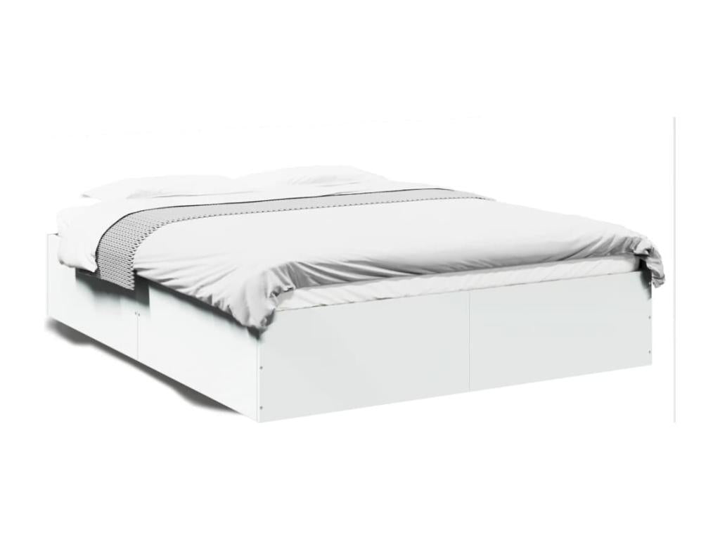 Cadre de lit blanc 160x200 cm bois d'ing¨¦nierie AEMO37444