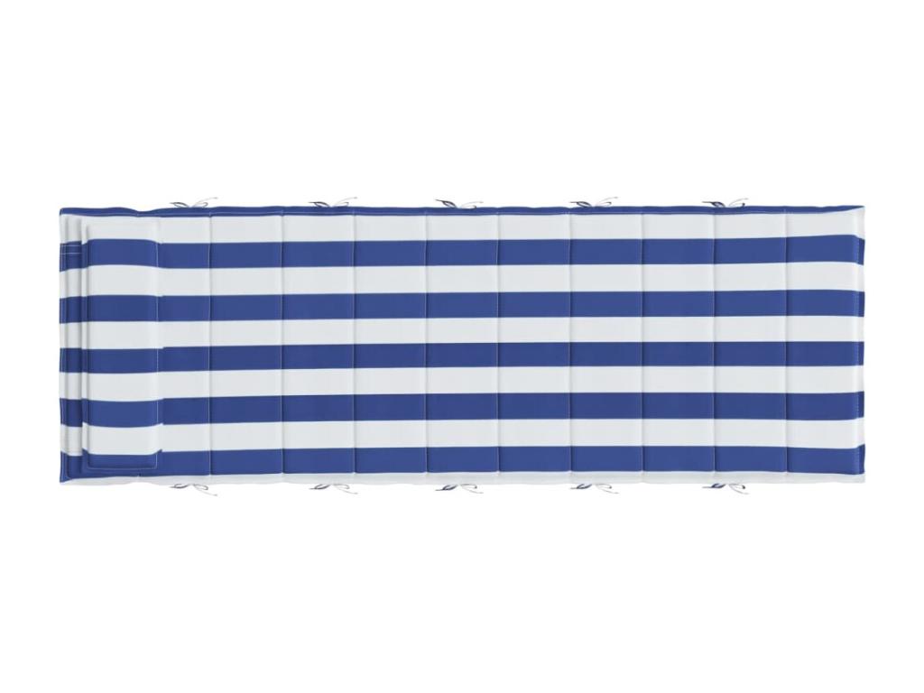 Coussin de chaise longue rayures bleues/blanches 180x60x3 cm TQNQ98372