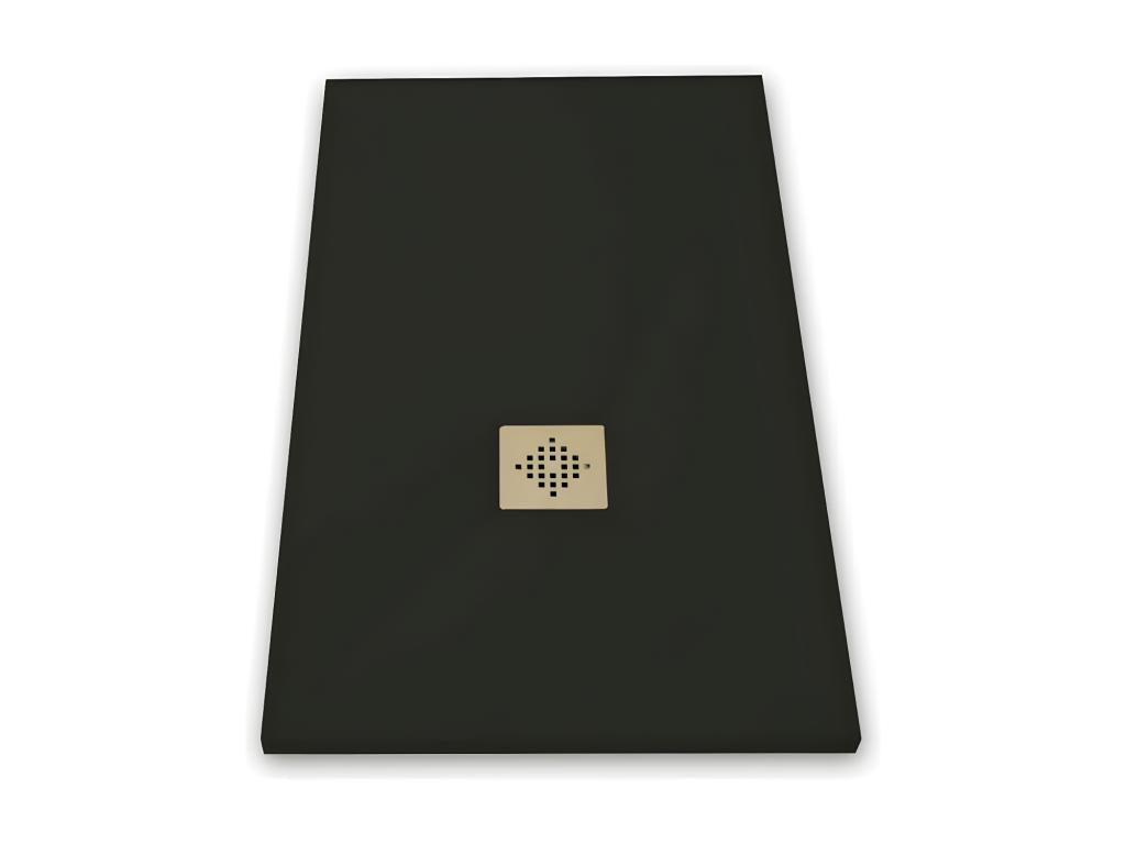 Receveur de douche 80x170 cm extra plat PURE en résine surface ardois¨¦e noir Grille inox TTRR19920