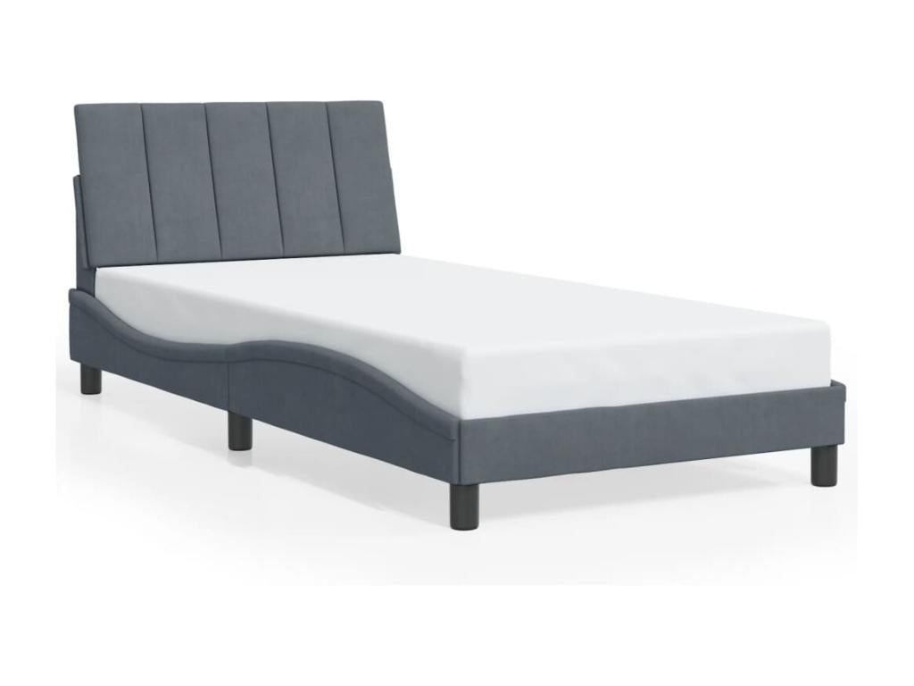 Cadre de lit sans matelas gris fonc¨¦ 100x200 cm velours DPBG59366