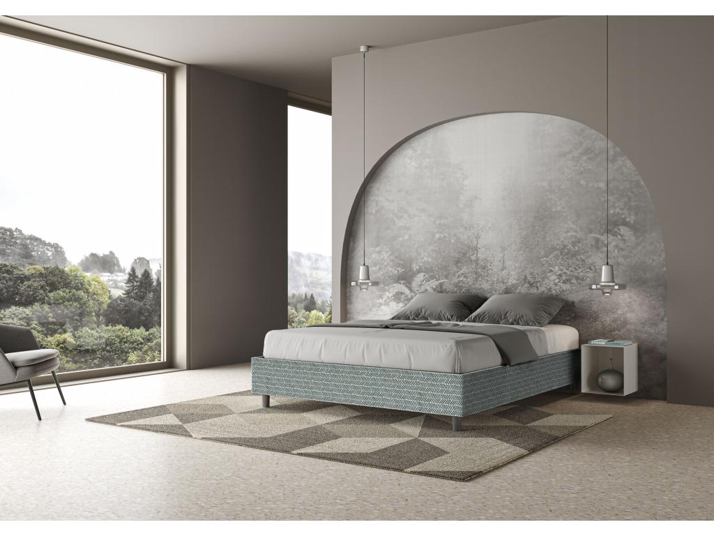 Lit coffre double capitonné¨¦ 160x210 Artigeo 7 Artigeo tissu bleu clair QLCC21578