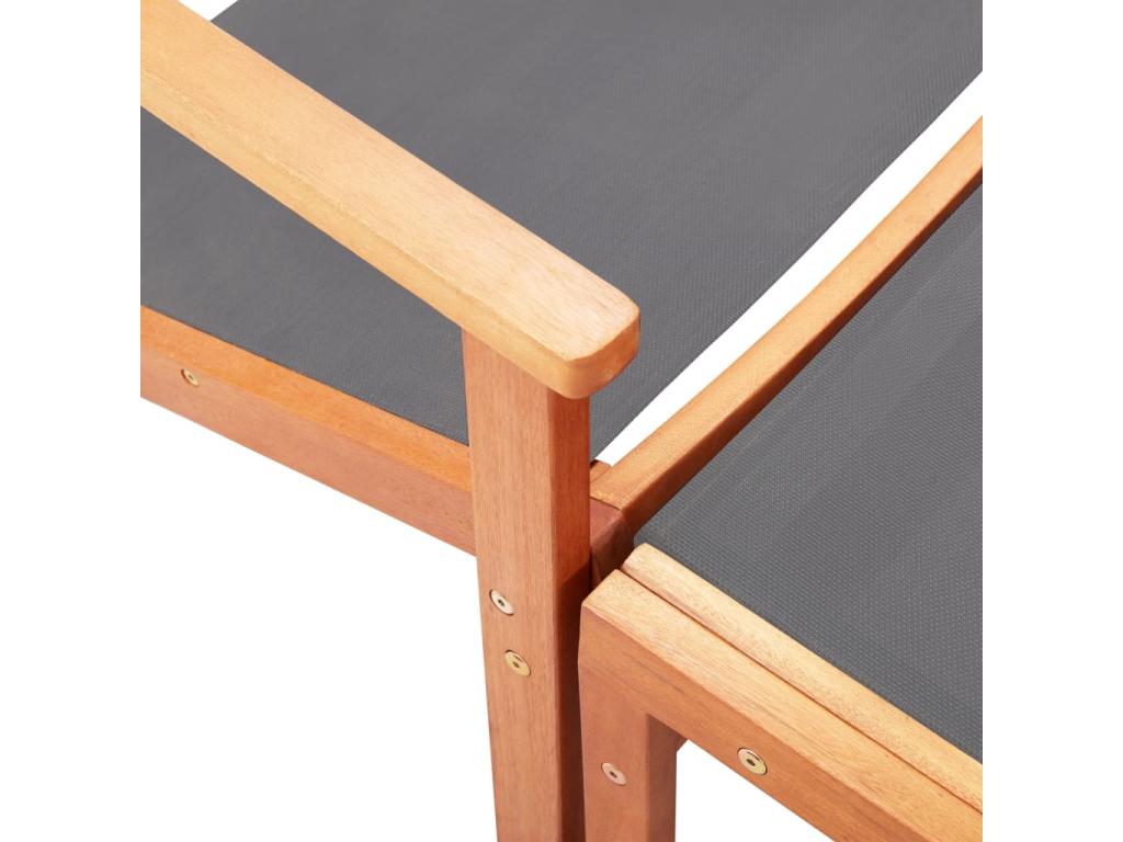 Chaise de jardin et repos-pied Gris Eucalyptus et textile¨¨ne JVVT63139