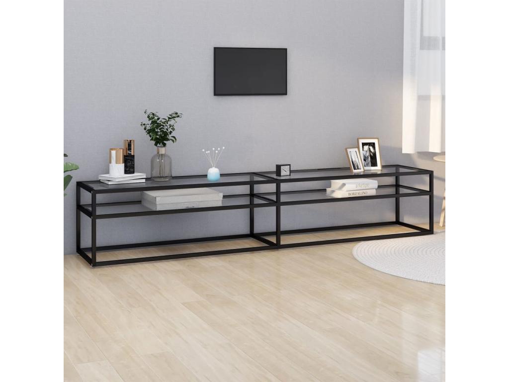 Meuble TV Transparent 220x40x40,5 cm Verre tremp¨¦ YJKJ31446