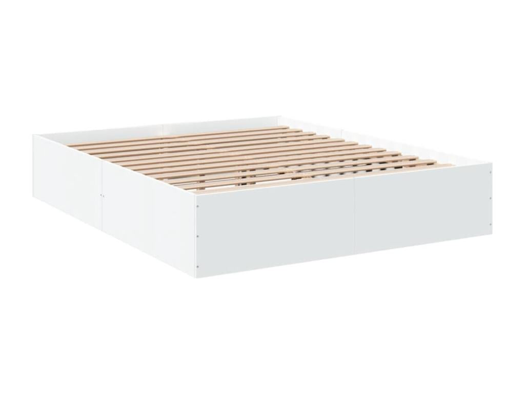 Cadre de lit blanc 160x200 cm bois d'ing¨¦nierie AEMO37444