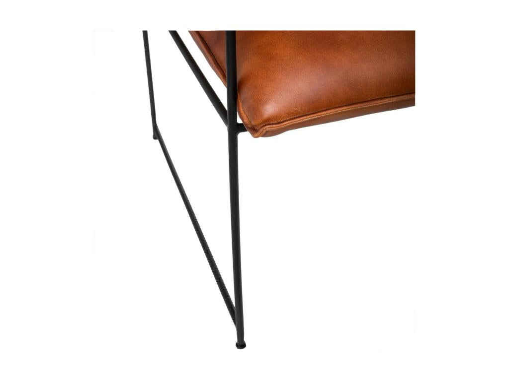 Fauteuil r¨¦tro industriel en Cuir Cognac et Structure en M¨¦tal Noir BYKH07595