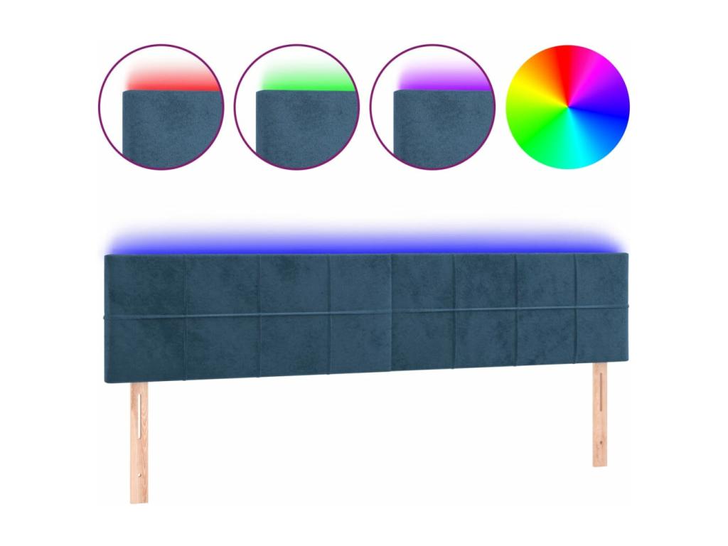 Tête de lit ¨¤ LED Bleu fonc¨¦ 200x5x78/88 cm Velours FVJI54132