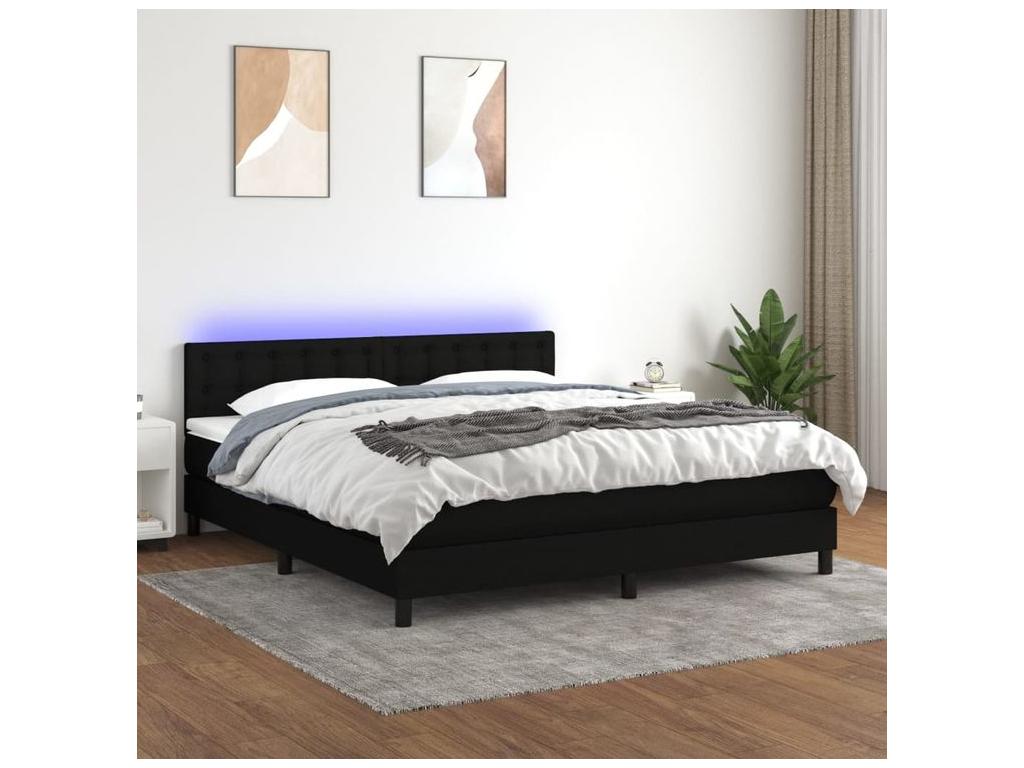 Sommier ¨¤ Artigeo de lit avec matelas LED Noir 160x200 Tissu LDIM53067