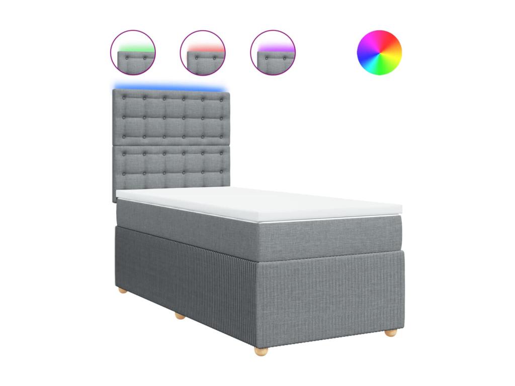 Sommier ¨¤ Artigeo de lit et matelas Gris clair 90x190 cm Tissu KVTZ09744