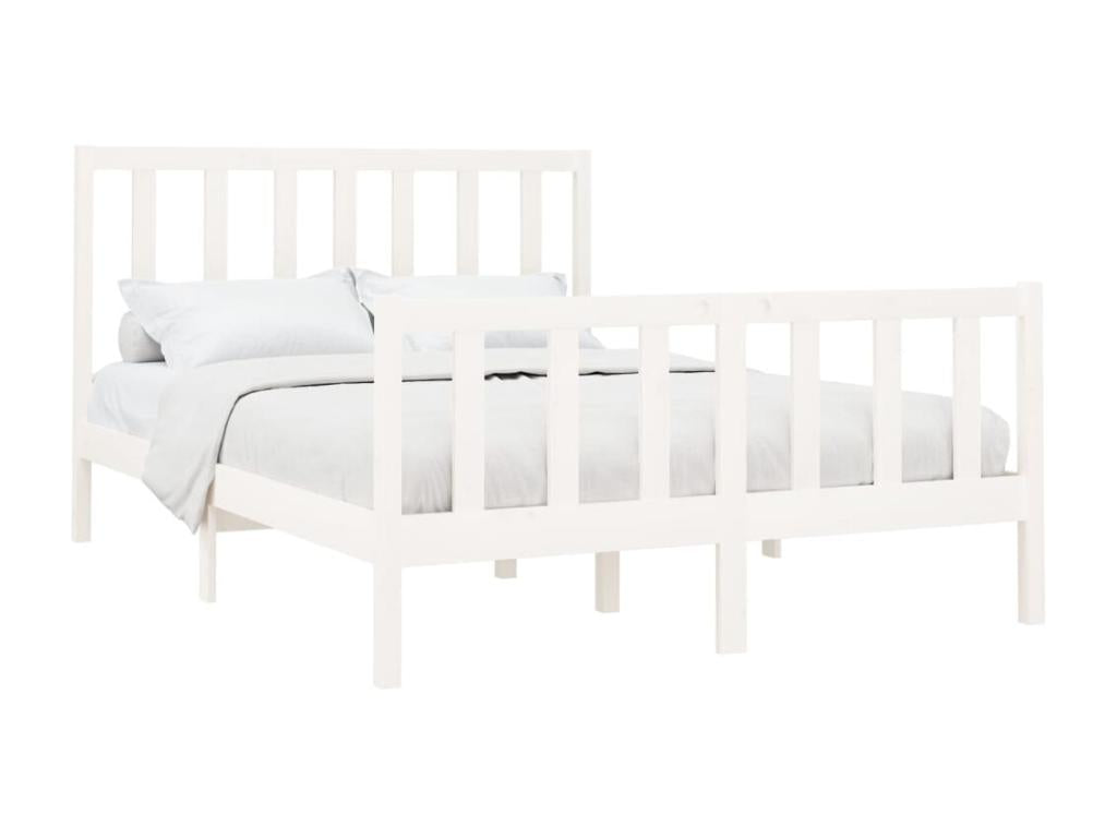 Lit Blanc Bois de pin massif 140x200 8 XEMH44482