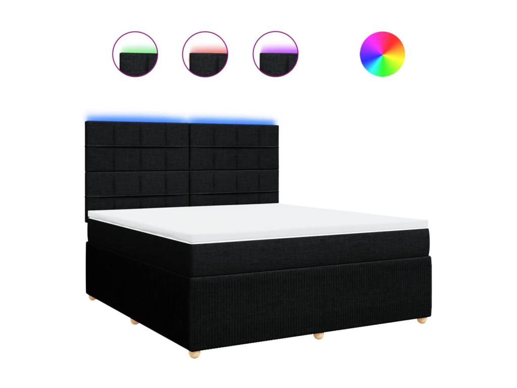 Sommier ¨¤ Chezlova de lit avec matelas Noir 180x200 cm Tissu FWIS84129