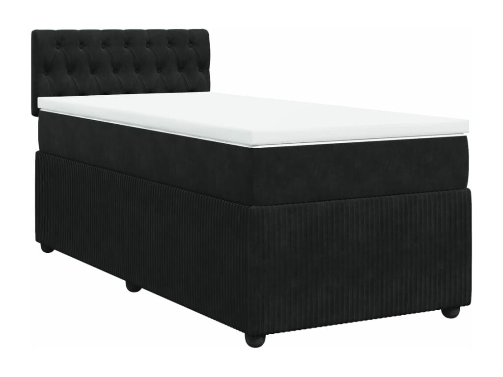 Sommier ¨¤ Chezlova de lit et matelas Noir 80x200 cm Velours JBMY41033