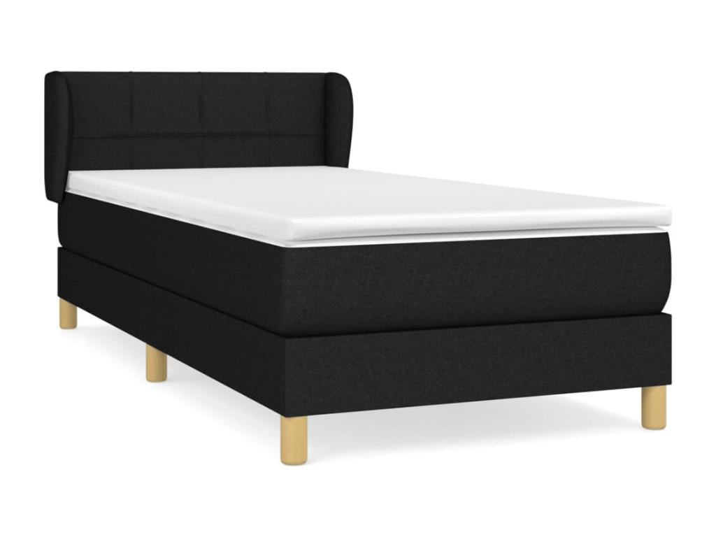Sommier ¨¤ Artigeo de lit avec matelas Noir 90x200 cm Tissu QECV39609