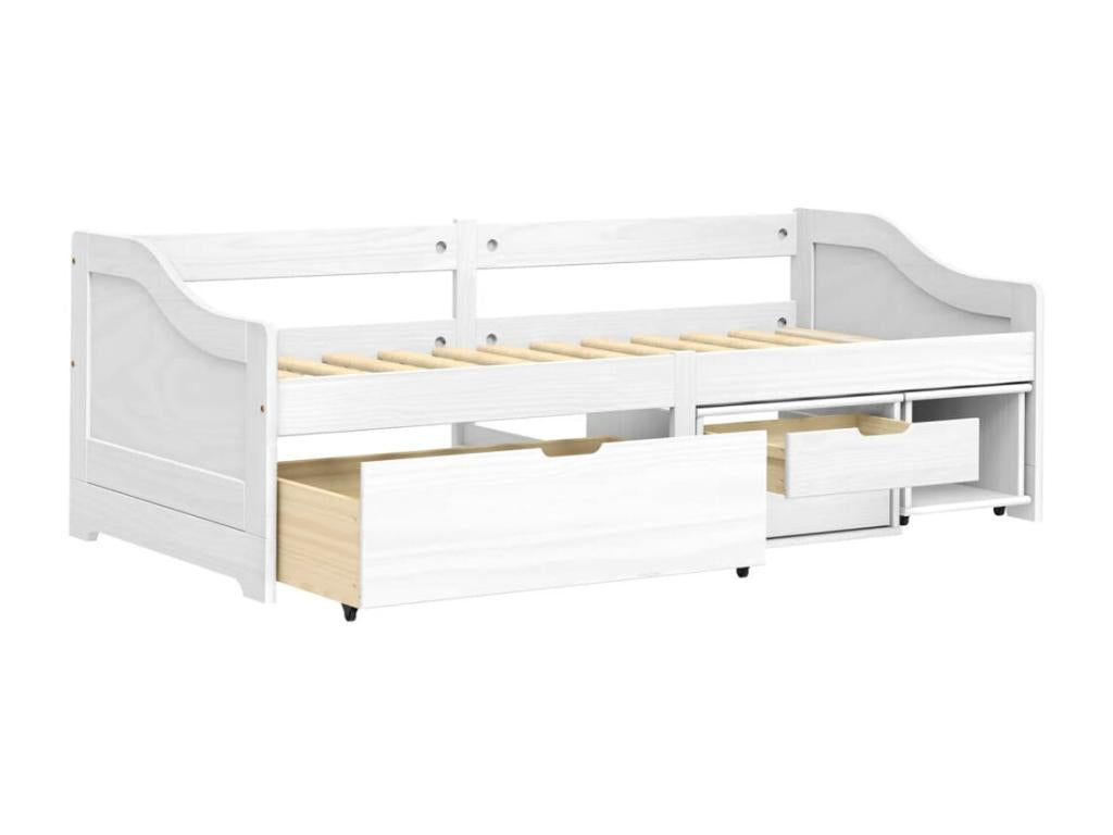 Lit de jour avec 3 tiroirs IRUN blanc 90x200 cm bois pin massif DCNW99813