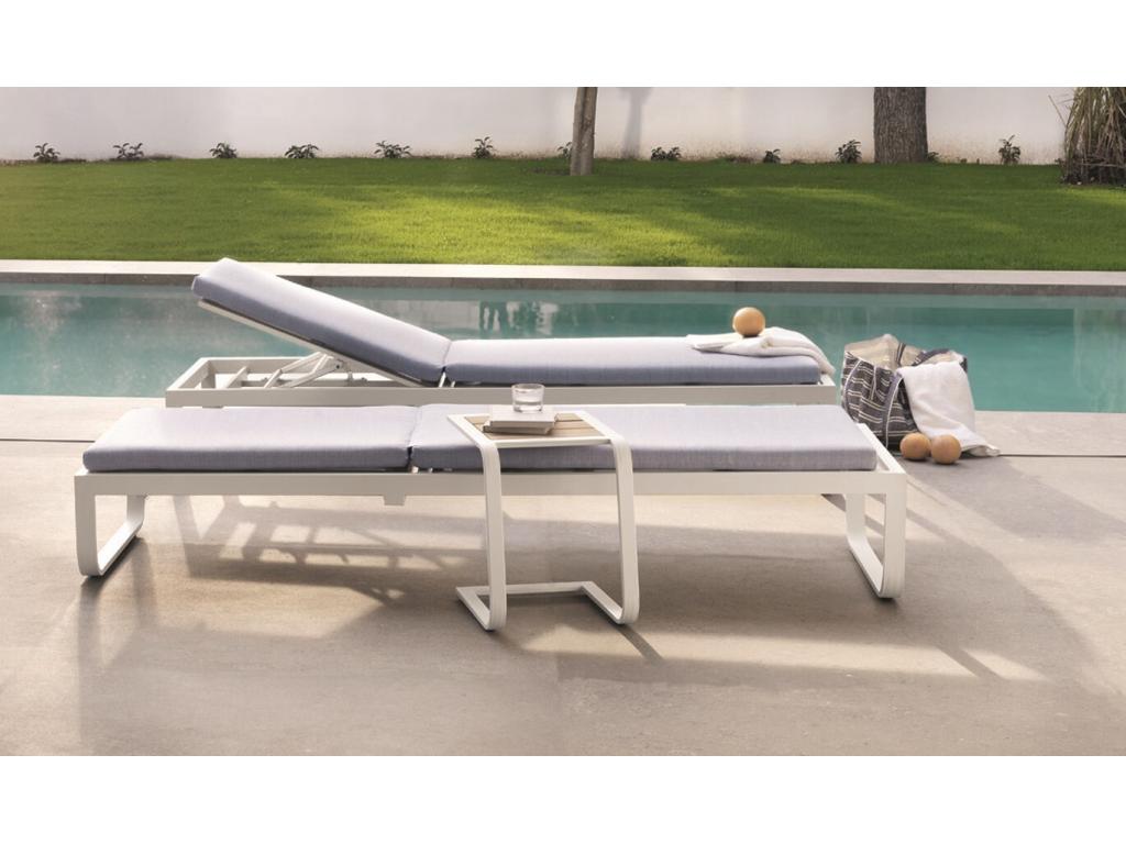 Table d'appoint de chaise longue en aluminium blanc PQJN69550