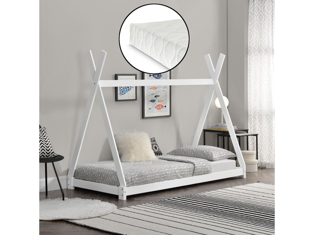 Lit Chezlova Pour Enfants Avec Matelas Mousse ¨¤ Froid Chezlova Blanc 200x90 Cm ONTX96558