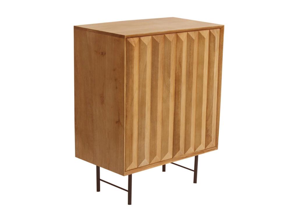 Buffet en bois manguier massif gravier et métal noir 2 portes L70 cm Chezlova SVII93763