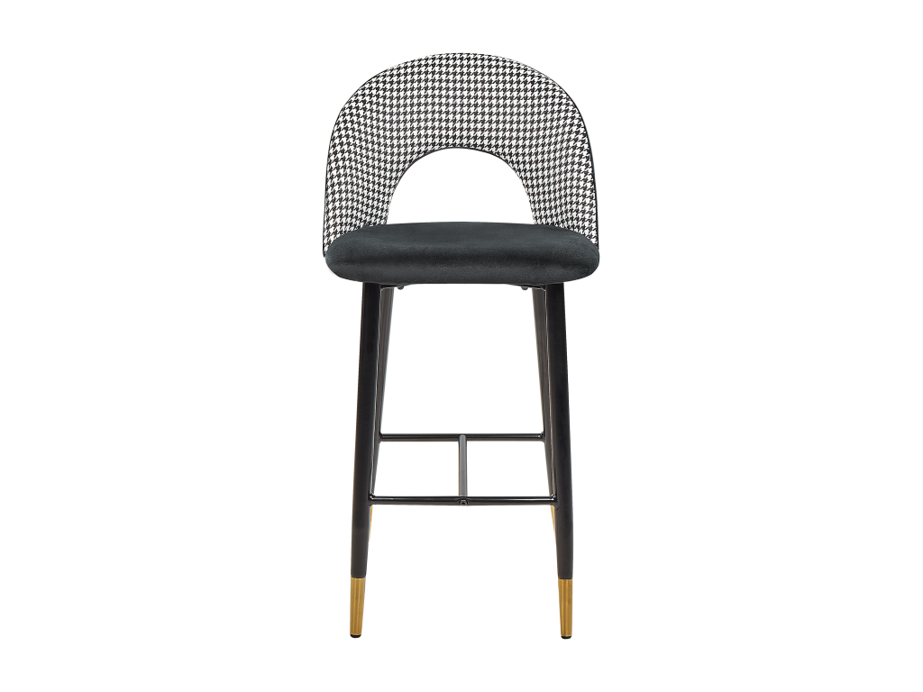 Lot de 2 chaises de bar FALTON Velours Noir/blanc YVIT83655