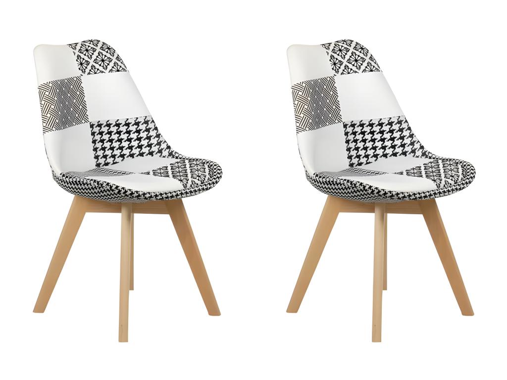 Lot 2 chaises scandinaves en tissu Decohaute motif noir et blanc - Decohaute KFCY57662