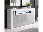 Bahut Buffet bas pour Salon Salle ¨¤ manger en Blanc et Gris avec LED 155x37x91.5cm Aker PDSW91357