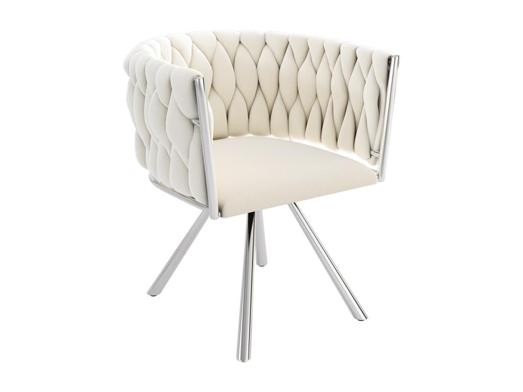 Lot de 4 chaises pivotantes en velours avec accoudoirs - pieds en métal argent¨¦ - Beige HYLI24435