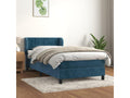 Lit ¨¤ sommier tapissier et matelas Bleu fonc¨¦ 80x200 cm Velours QOWI86719