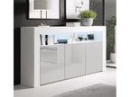 Bahut Buffet bas pour Salon Salle ¨¤ manger en Blanc et Gris avec LED 155x37x91.5cm Aker PDSW91357