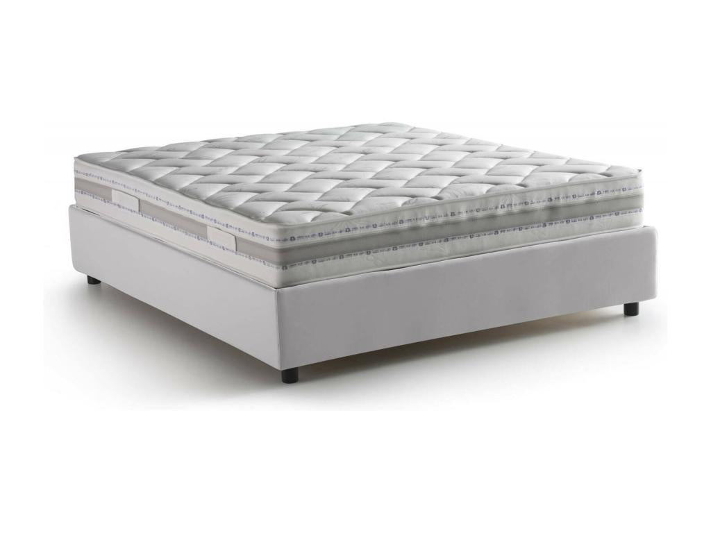Lit double Decohaute Lit coffre avec rev¨ºtement en ¨¦co-cuir Made in Italy Ouverture frontale avec matelas 160x200 cm inclus Blanc GSNQ82586