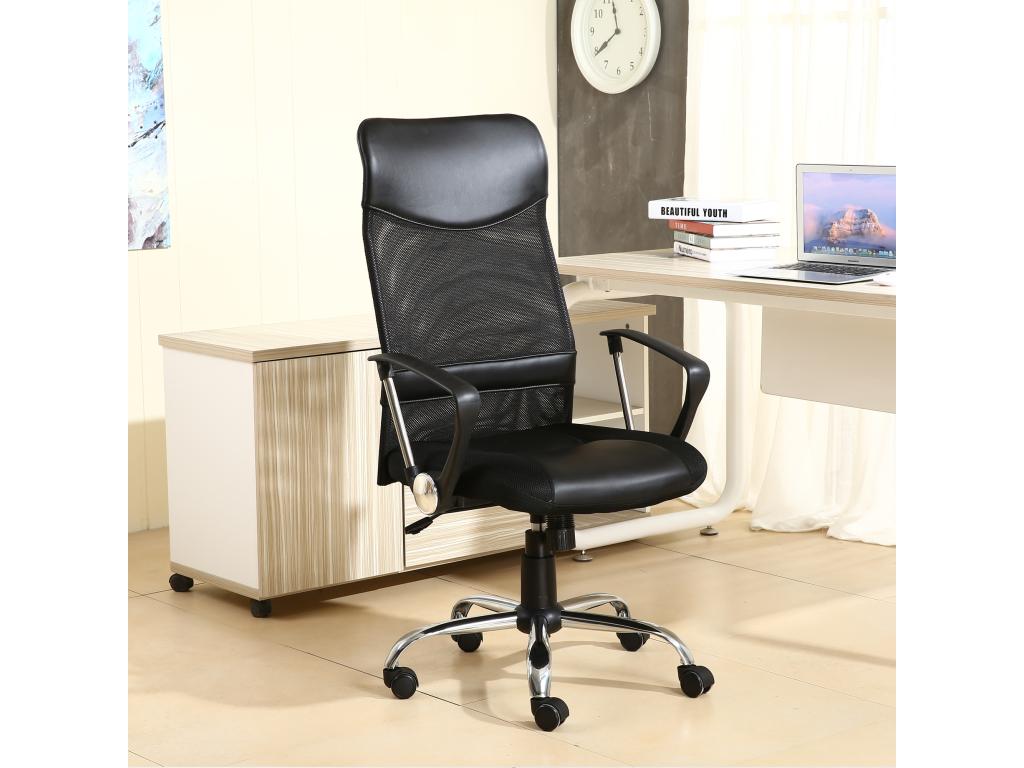 Chaise de Bureau Artigeo relevable et Fauteuil inclinable en Simili Cuir Noir FJDP77934