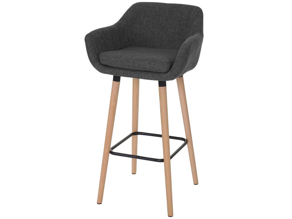 Tabouret de bar Chezlova? T381 chaise de bar tabouret de comptoir - Textile gris fonc¨¦ JOHU97132