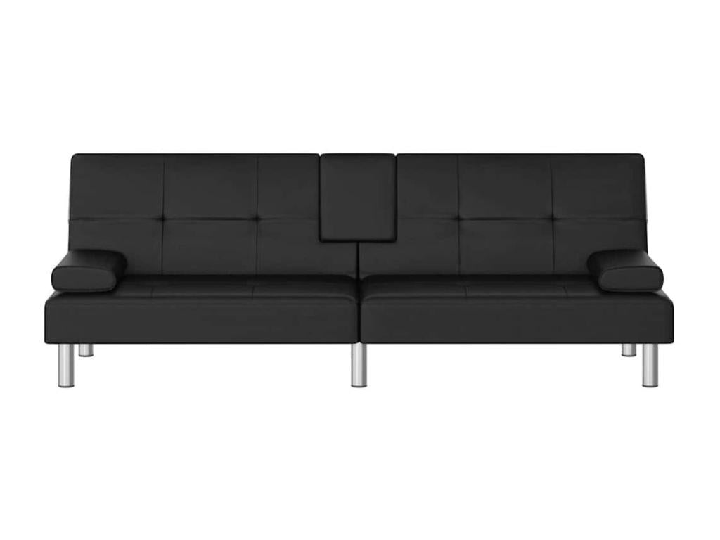 Canap¨¦-lit avec porte-gobelets noir similicuir HAFA56242