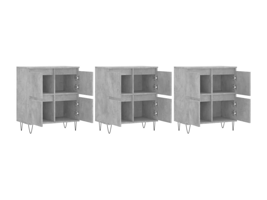 Buffets 3 pièces gris b¨¦ton bois d'ing¨¦nierie HCEP48971