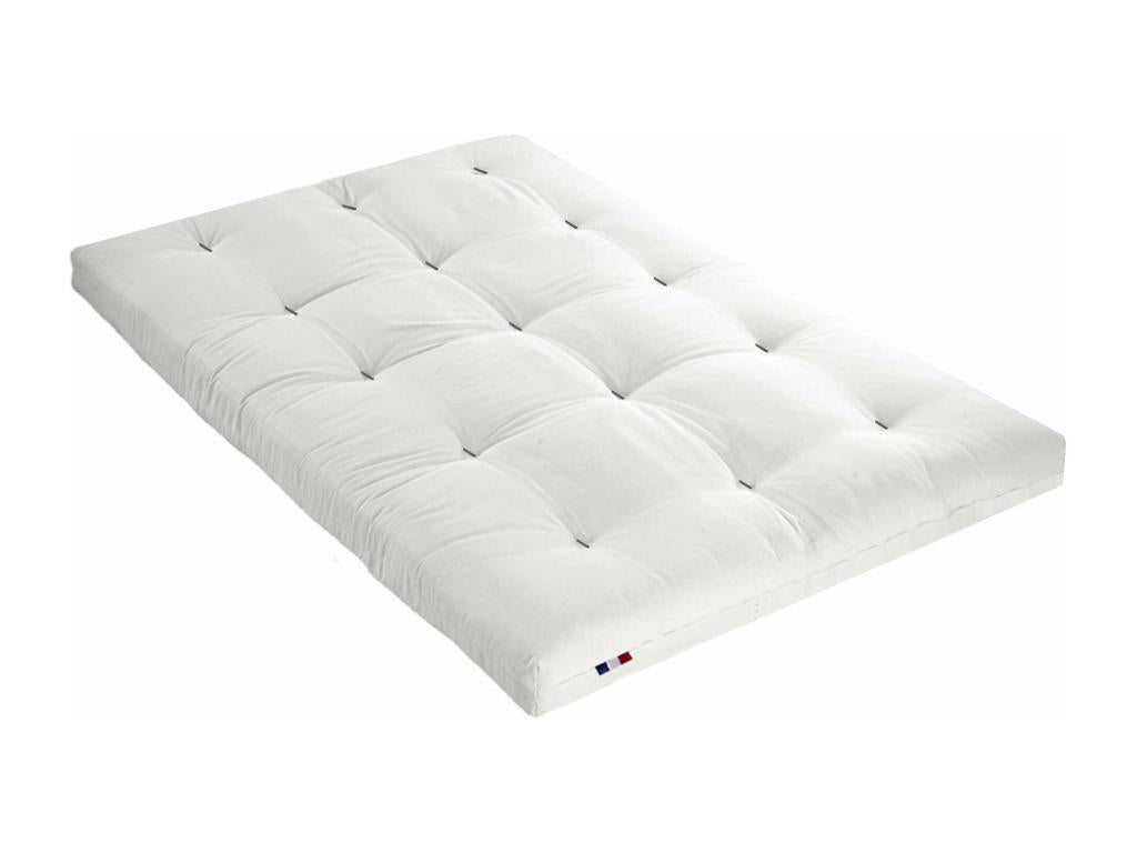 Ensemble matelas Chezlova en coton et structure en bois massif Chezlova 160x200 Écru PLKN34257