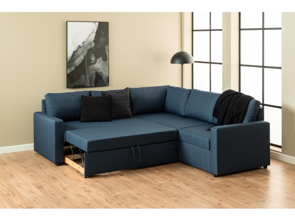 Chezlova Canap¨¦ d'angle espace de rangement dissimul¨¦ et lit gigogne bleu fonc¨¦. RUWU67591