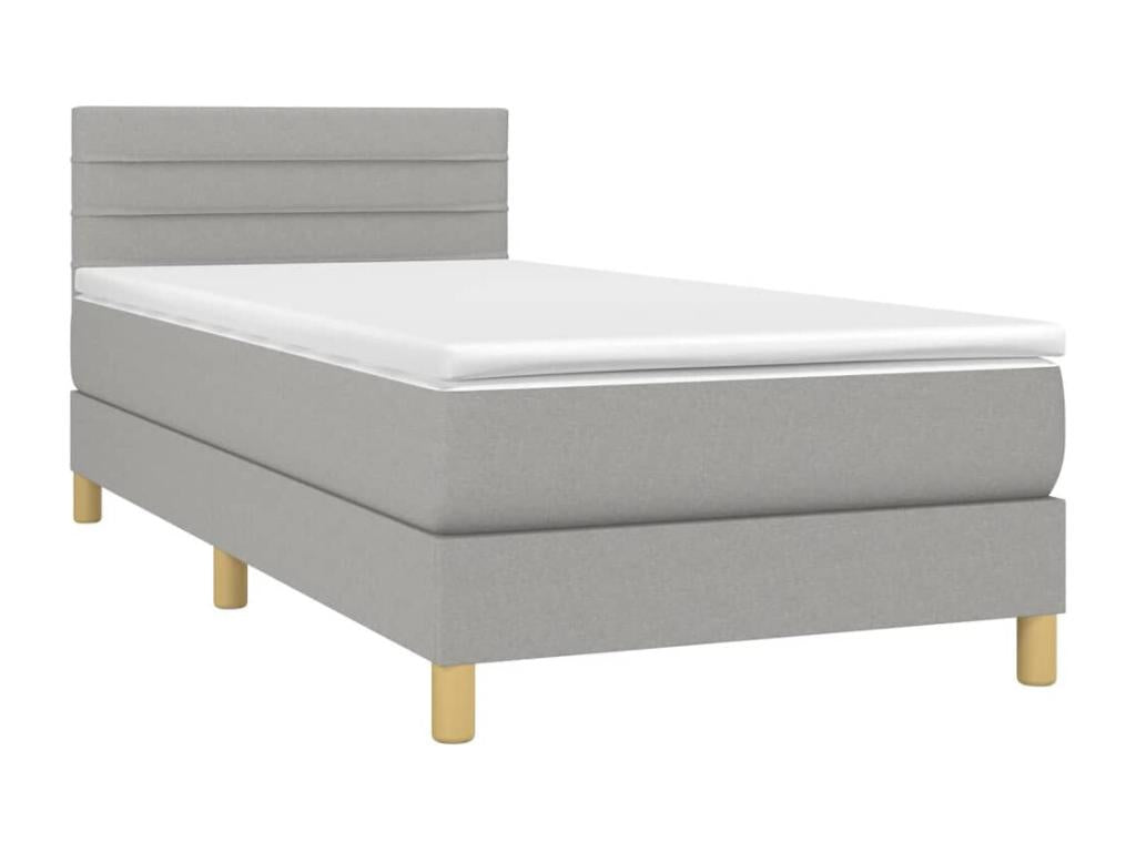 Lit ¨¤ sommier tapissier avec matelas Gris clair 100x200cm Tissu XKUL13649