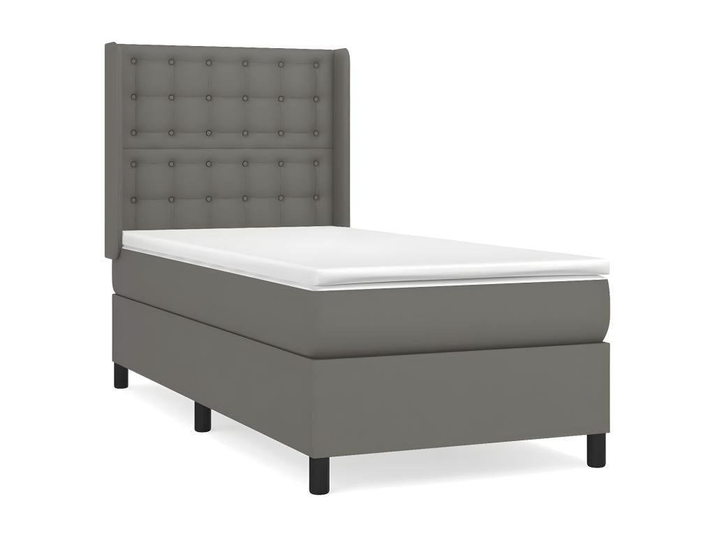 Lit ¨¤ sommier tapissier avec matelas Gris 80x200 cm Similicuir LFFL21649