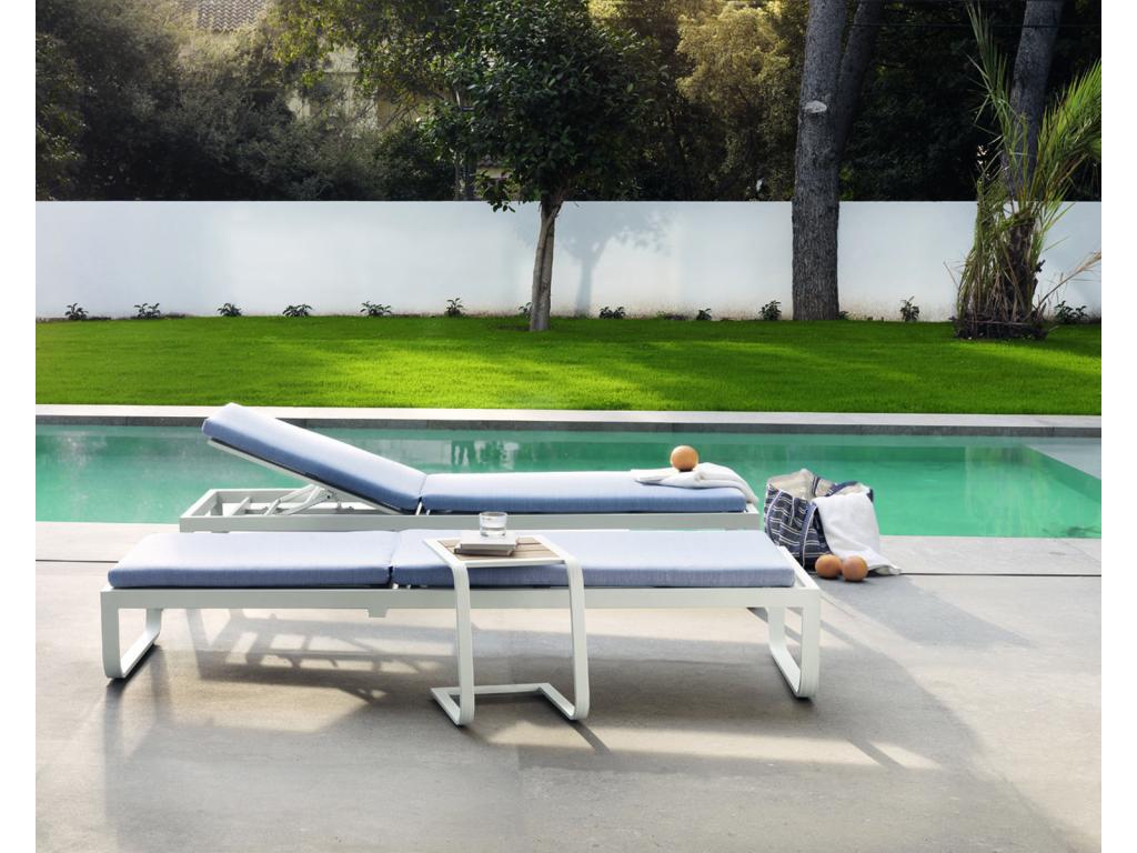 Table d'appoint de chaise longue en aluminium blanc PQJN69550