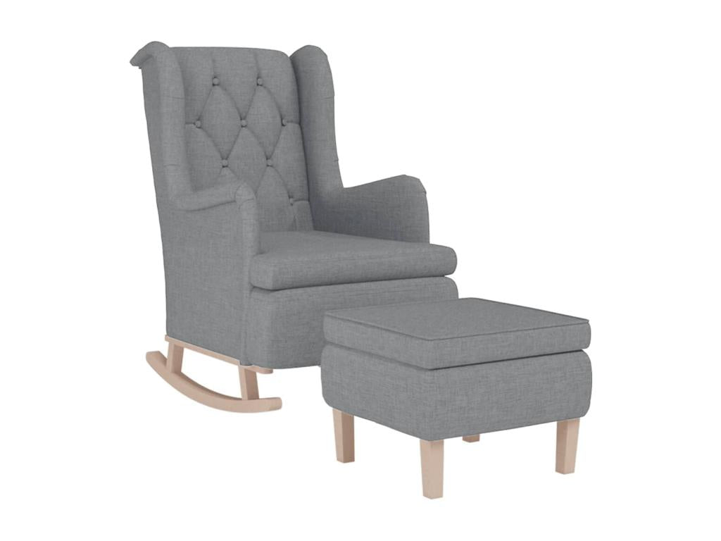 Fauteuil avec pieds ¨¤ bascule et tabouret Gris clair Tissu MLAW25743