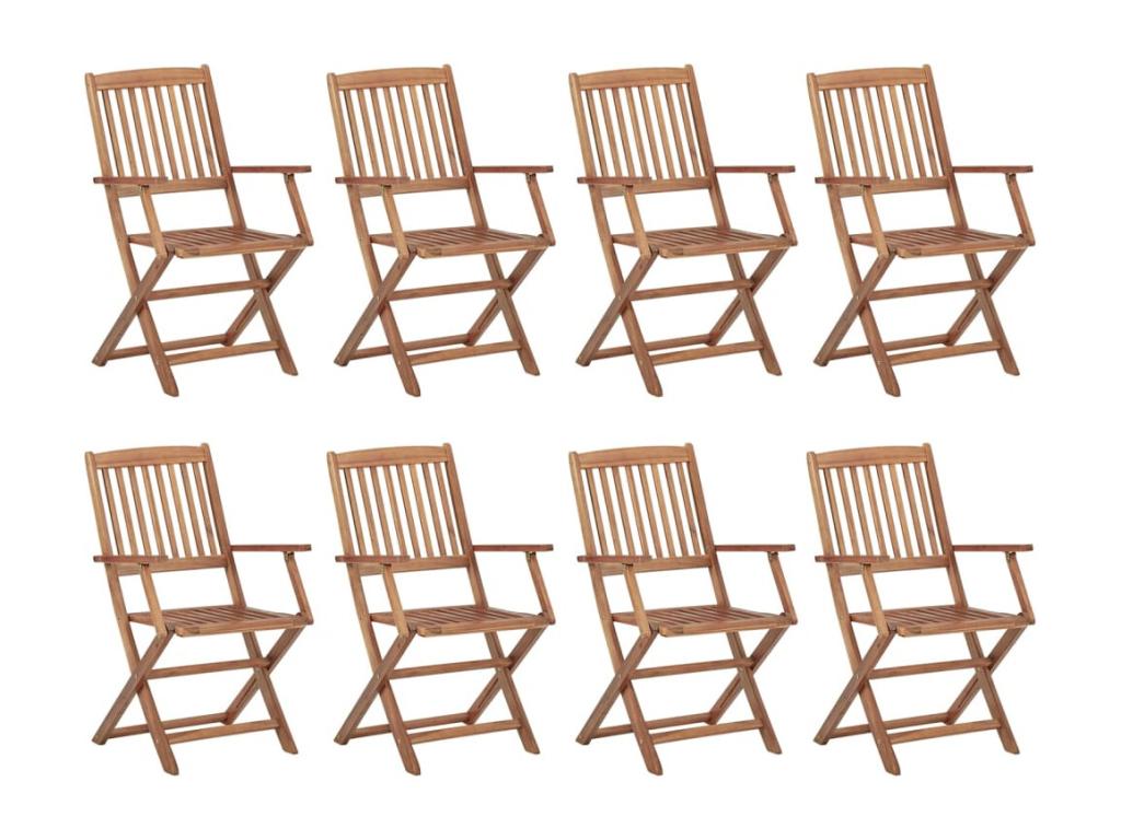 Chaises pliables d'ext¨¦rieur avec coussins 8 pcs Bois d'Chezlova 8 KDXQ05275