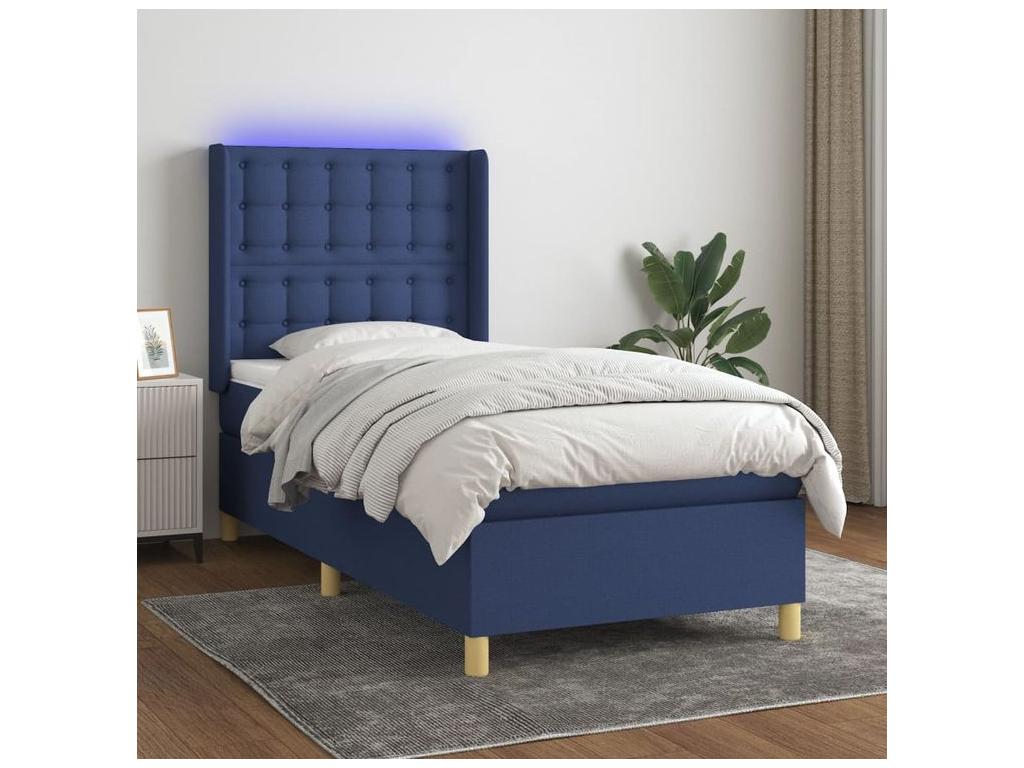 Sommier ¨¤ Artigeo de lit matelas et LED Bleu 80x200 Tissu SMFQ51624