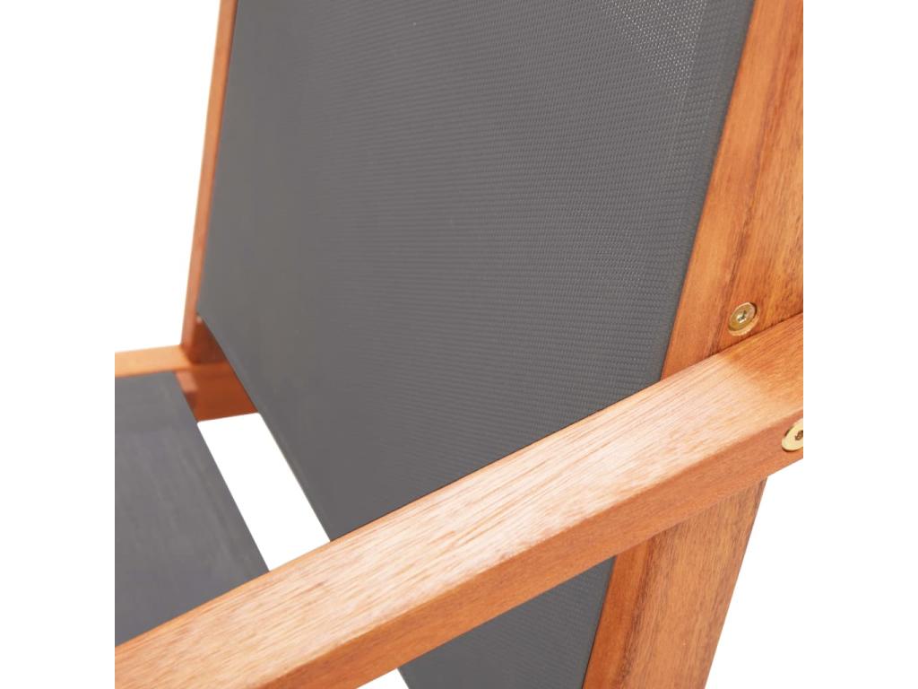 Chaise de jardin et repos-pied Gris Eucalyptus et textile¨¨ne JVVT63139