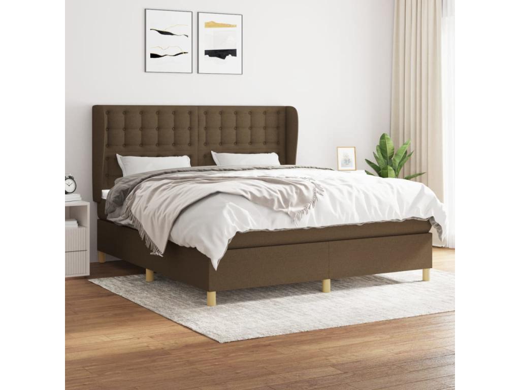 Lit ¨¤ sommier tapissier avec matelas Marron fonc¨¦ 160x200 cm YJOD85751