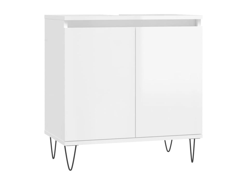 Armoire de bain blanc brillant 58x33x60 cm bois d'ing¨¦nierie NBBQ66941